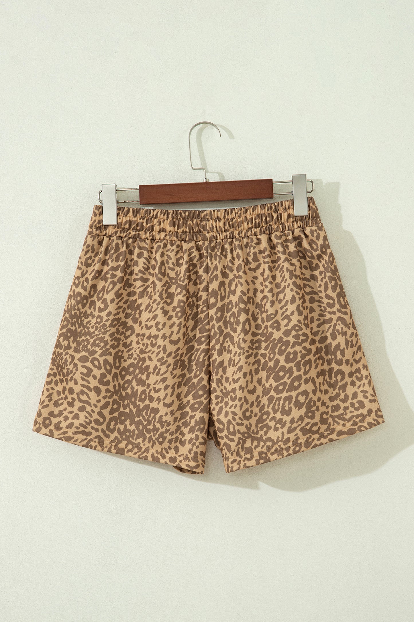 Leopard Star Patch Drawstring Elastic Waist Shorts
