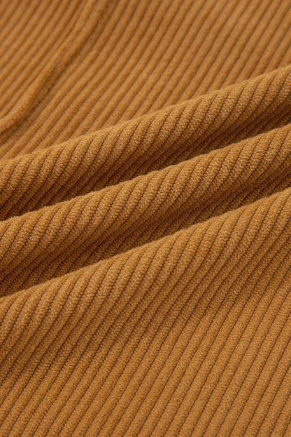 Solid Corduroy Sleeveless Pocketed Mini Dress