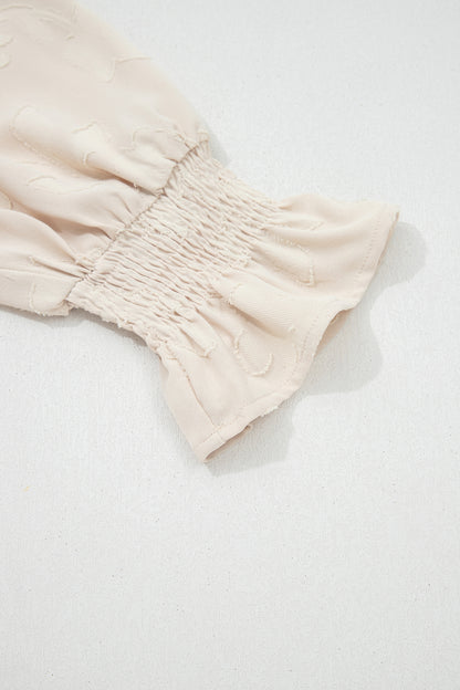 Floral Textured Long Sleeve Tiered Mini Dress