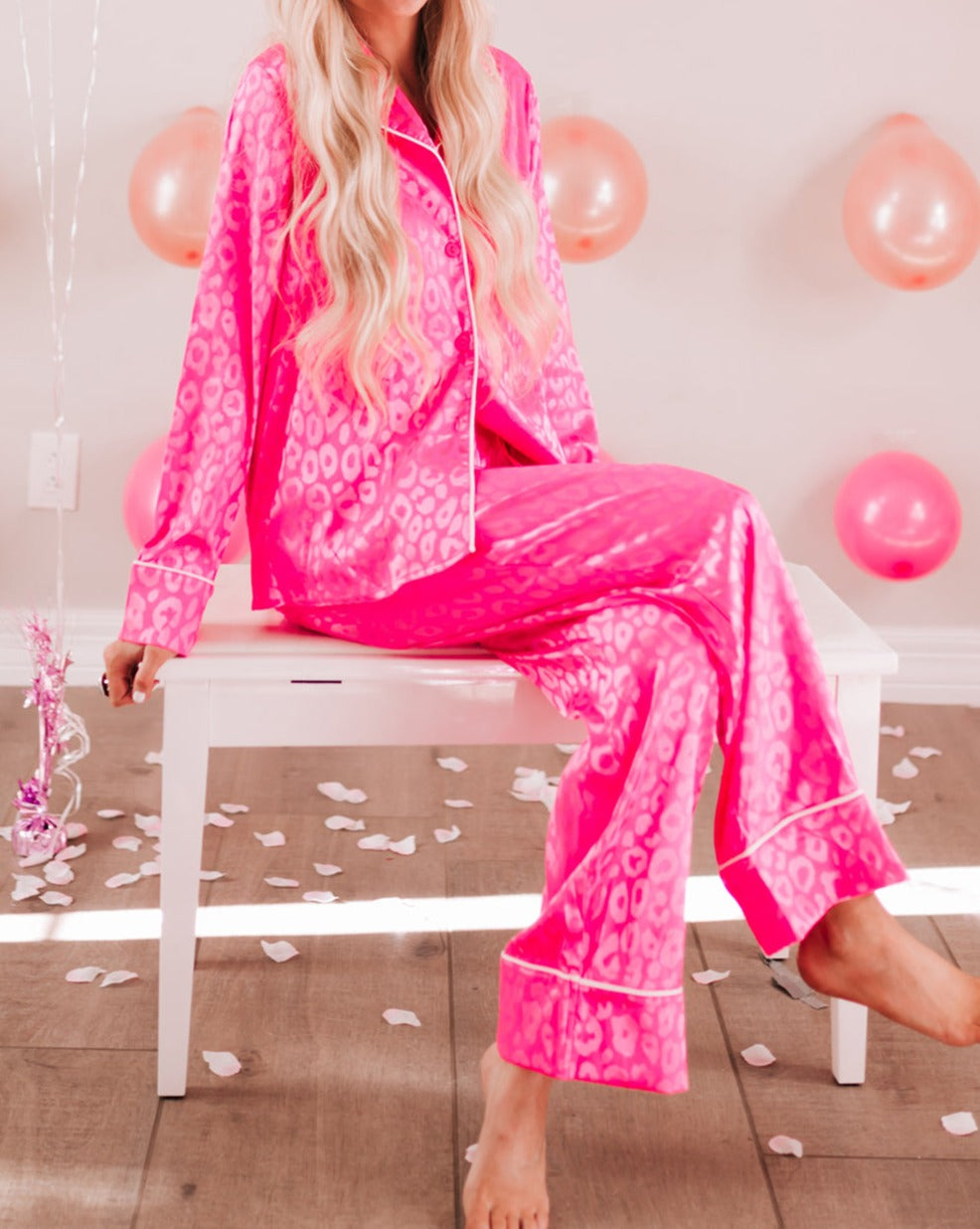 Leopard Satin Pajama Set