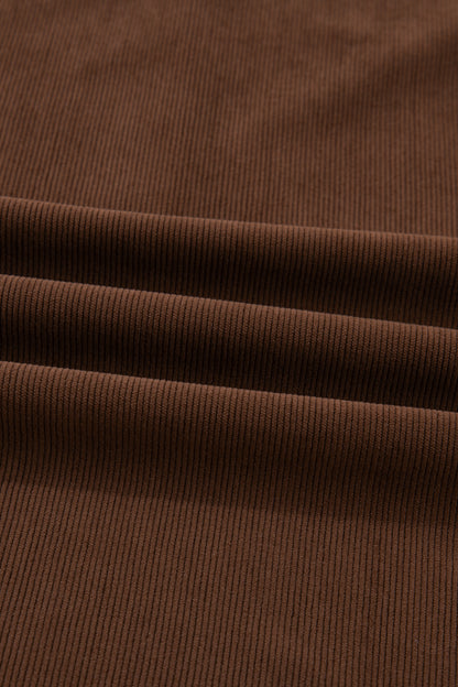 Plus Size Textured Corduroy Embroidered Neckline Midi Dress