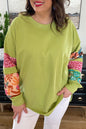 Patchwork Long Sleeve Sweatshirt Plus Size