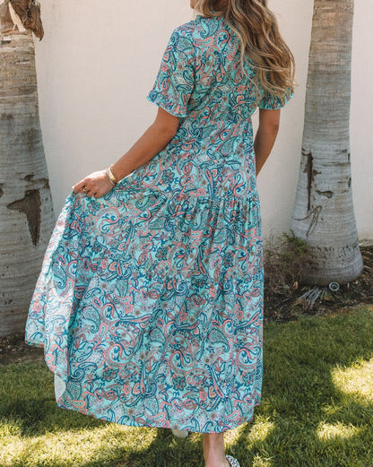 Paisley Ruffle Tiered Maxi Dress