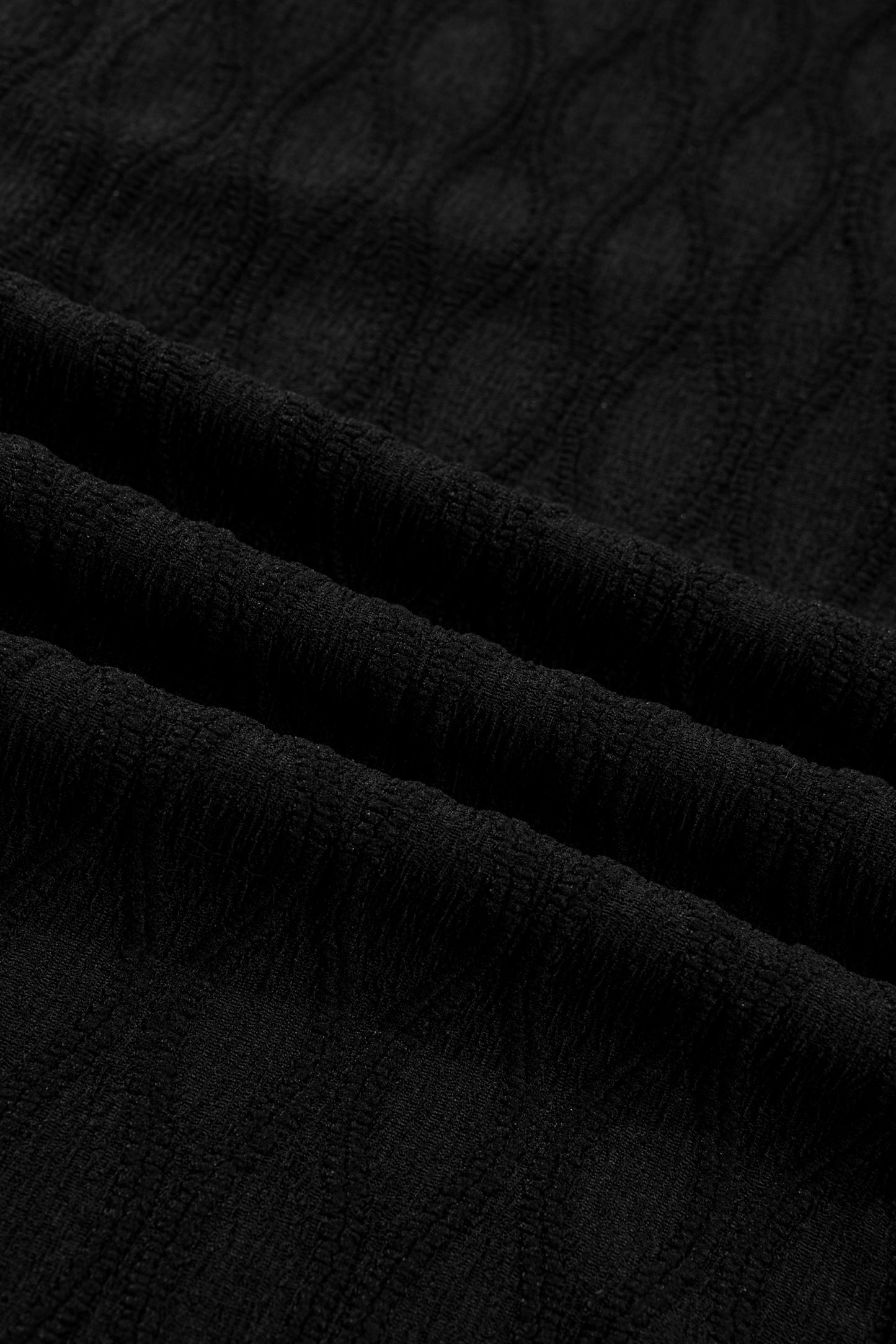 Solid Textured Notch Neck Puff Sleeve Blouse