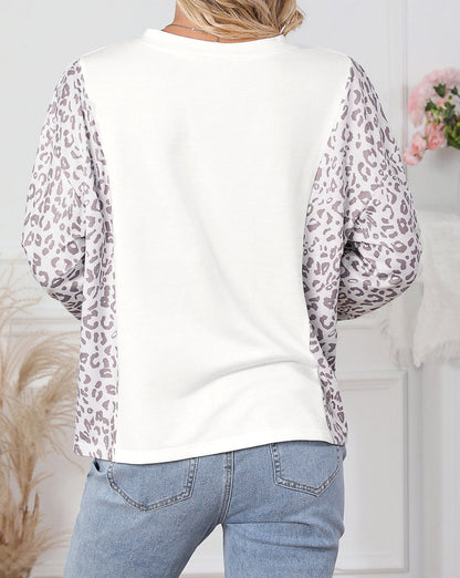 Leopard Colorblock Dolman Sleeve Top