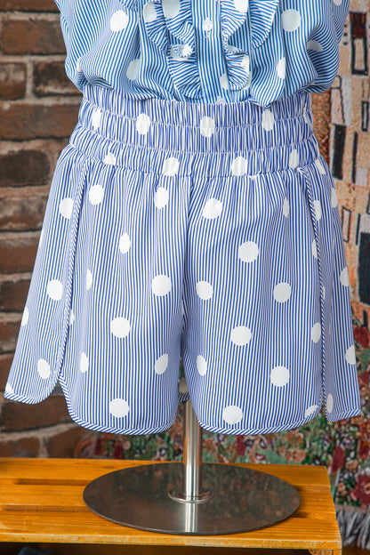 Polka Dot Shirred High Waist Shorts
