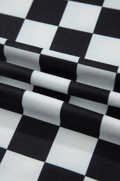 Checker Colorblock Mock Neck Top & Short Set
