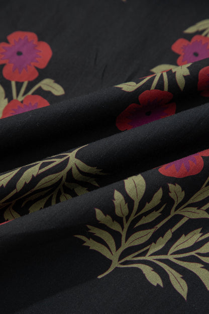 Floral Bubble Sleeve Tiered Maxi Dress