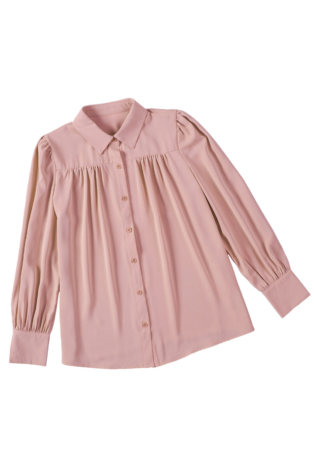 Buttoned Puff Sleeve Collared Blouse