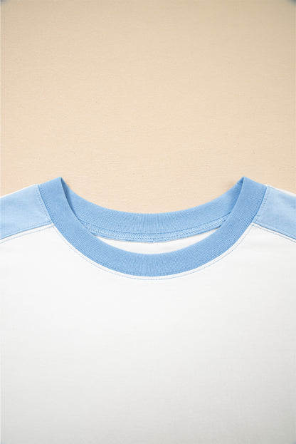 Colorblock Exposed Seam Crew Neck T-Shirt