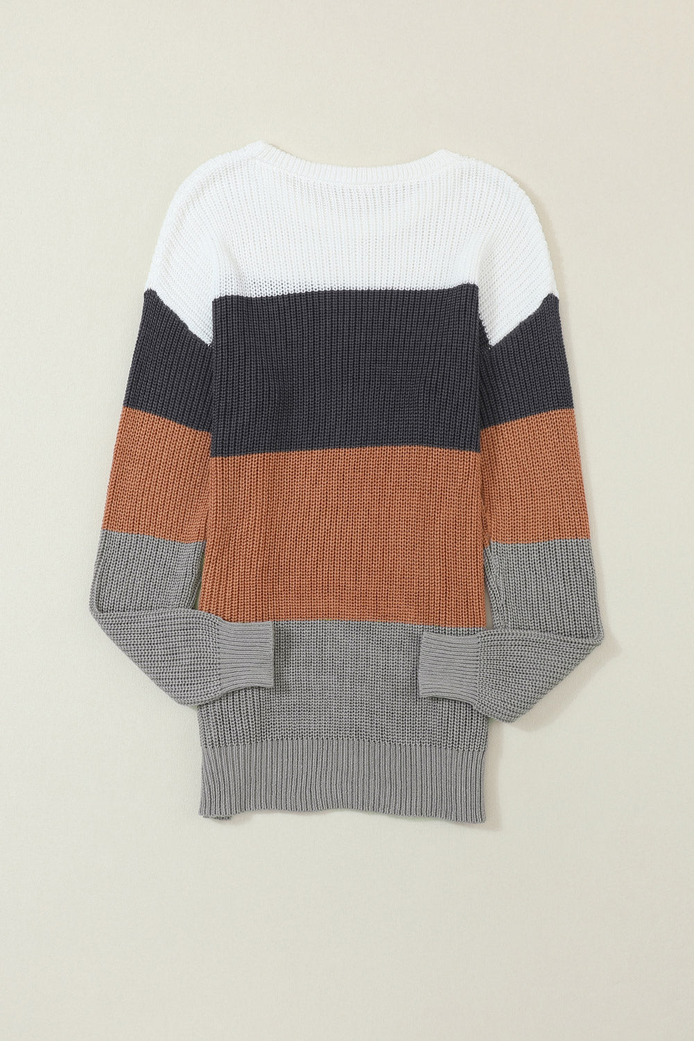 Colorblock Ribbed Trim Pullover Sweater