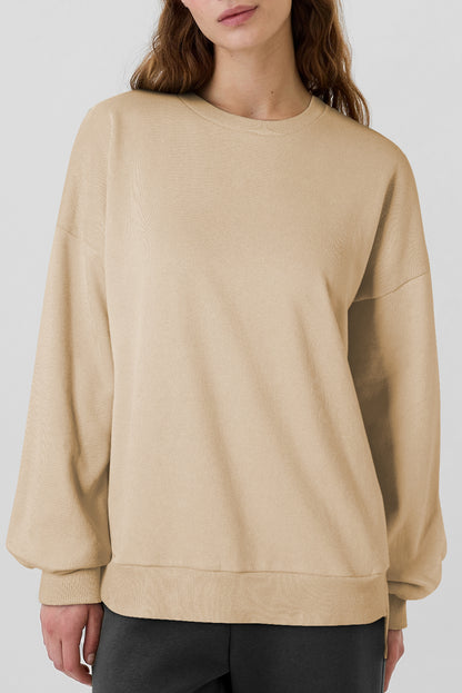 Solid Fleece Lined Sweatshirt