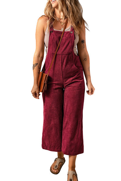 Corduroy Adjustable Wide Leg Overalls