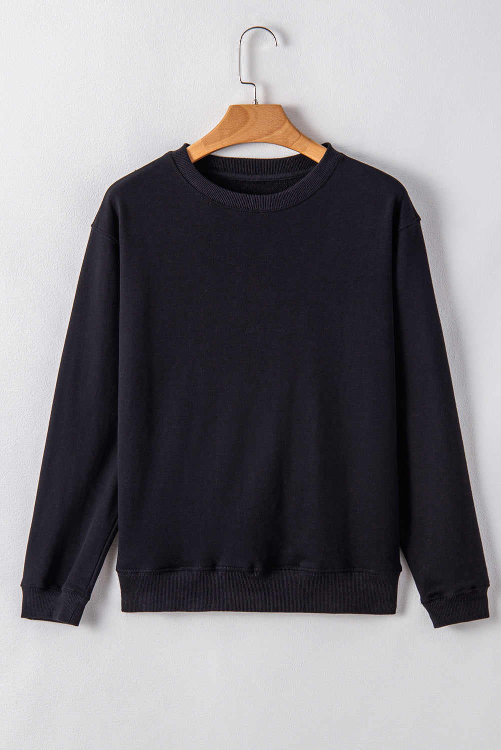 Solid Crewneck Pullover Sweatshirt