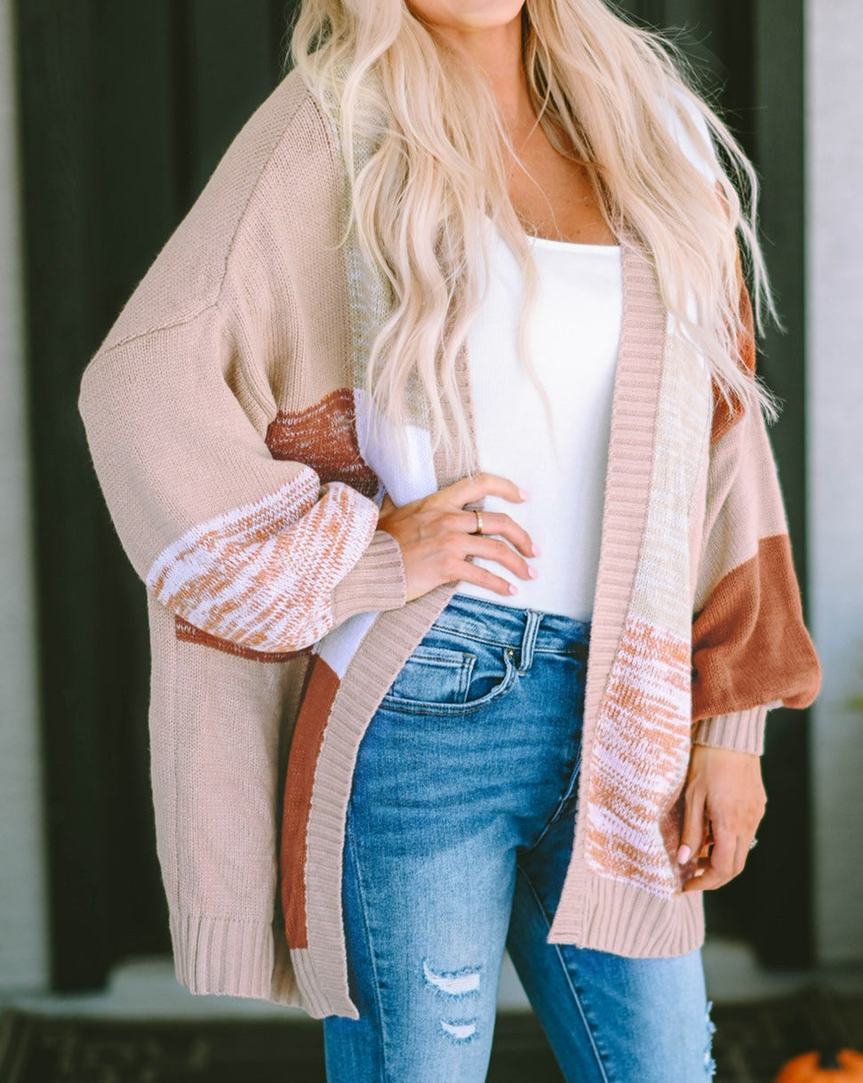 Checkered Dropped Shoulder Cardigan