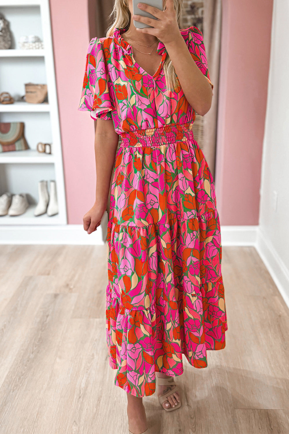 Floral Smocked Waist Maxi Dress