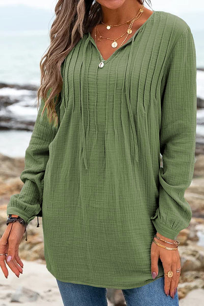 Pleated Gauze Tunic Top