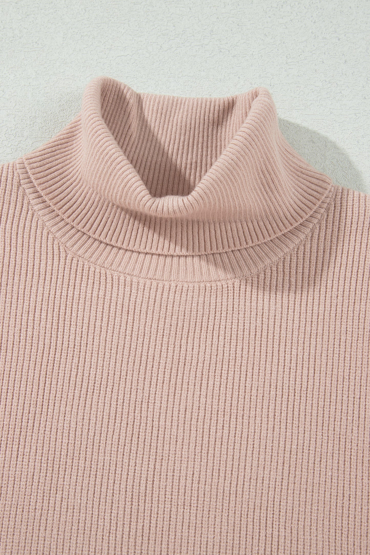 Solid Turtleneck Split Hem Sleeveless Knit Top