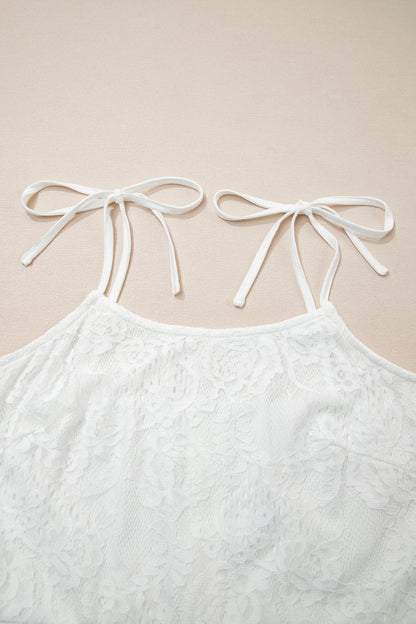 Floral Lace Tie Spaghetti Straps Maxi Dress