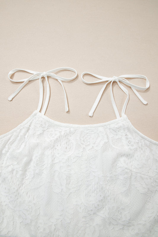 Floral Lace Tie Spaghetti Straps Maxi Dress