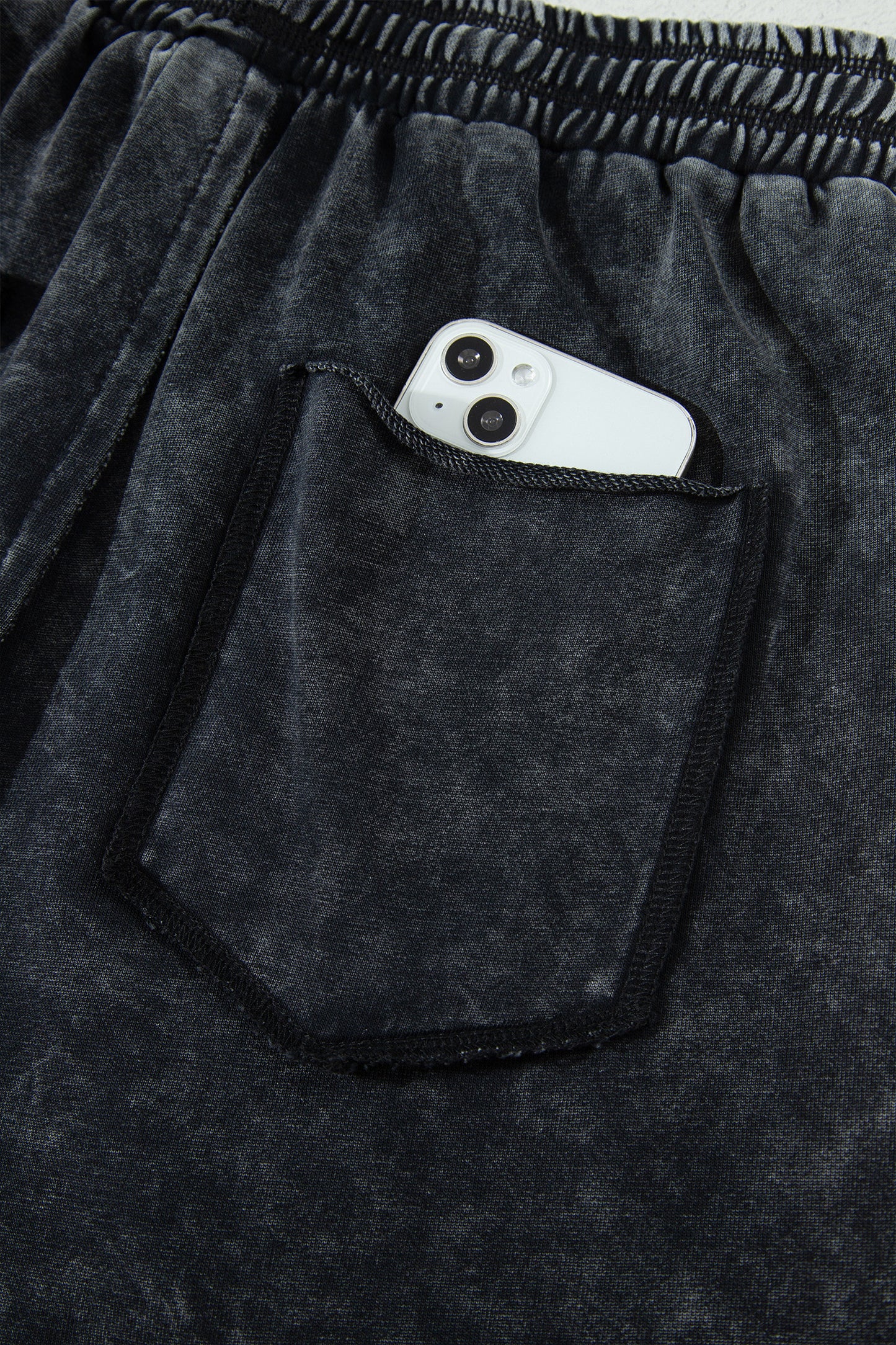 Mineral Wash Raw Seam Drawstring Waist Barrel Pants