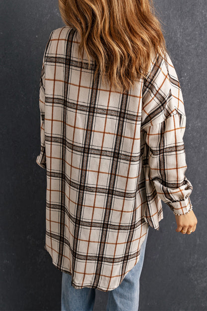 Plaid Buttoned High-Low Shacket