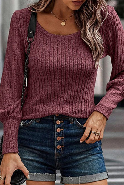 Ribbed Bishop Sleeve Top