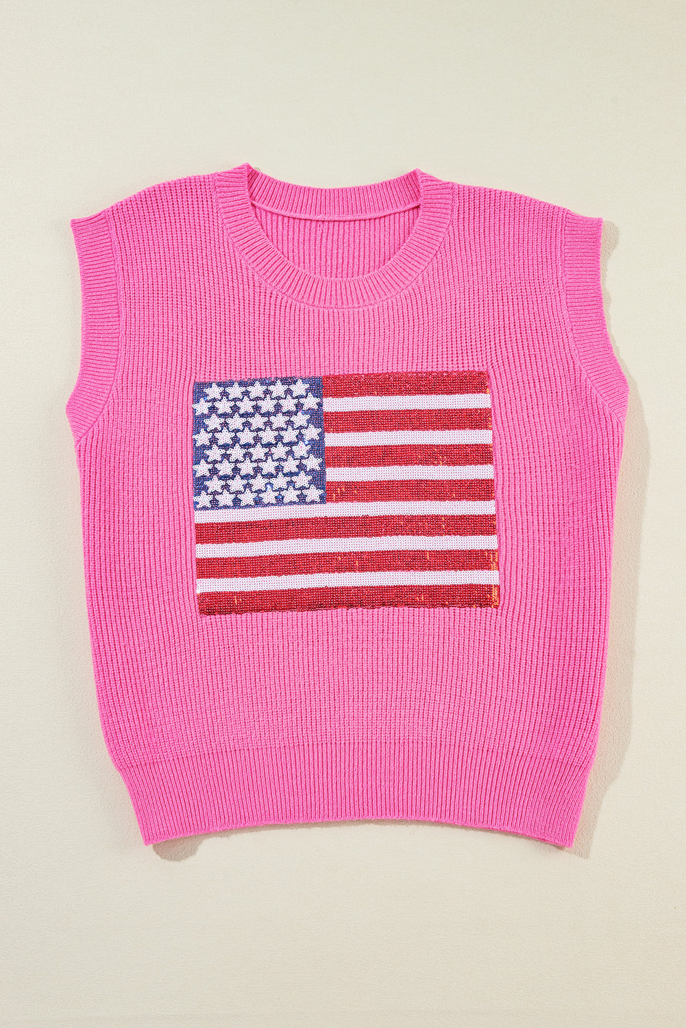 Sequin American Flag Sleeveless Top