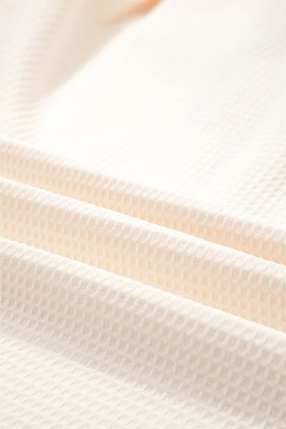 Stripe Contrast Waffle Knit Zip Up Polo Sweatshirt