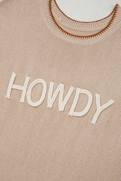 Western HOWDY Contrast Trim Sleeveless Sweater