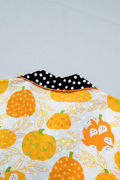 Pumpkin Polka Dot Trim Top & Pants Lounge Set