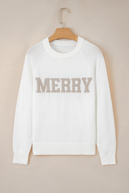 MERRY Raglan Long Sleeve Christmas Sweater