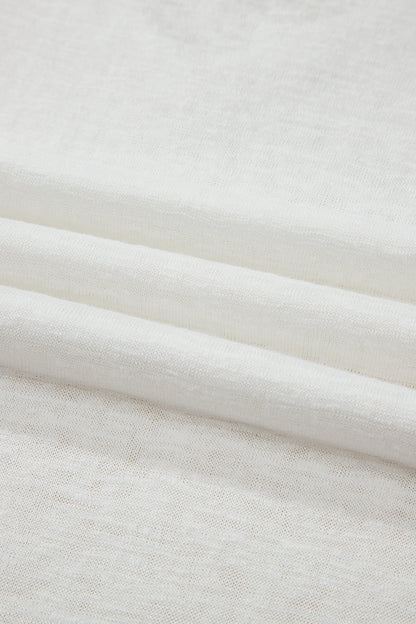 Solid Hollowed Lace Trim V-Neck T-Shirt