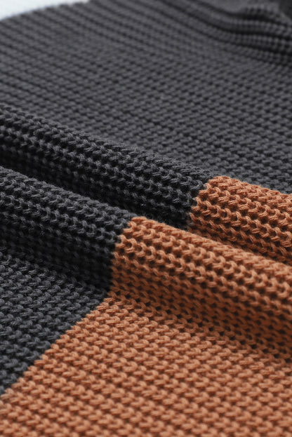 Colorblock Stripe Round Neck Pullover Sweater