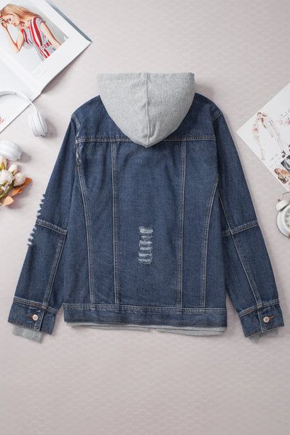 Denim Zip-Up Hooded Jacket