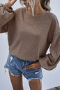 Ribbed Long Bubble Sleeve Top