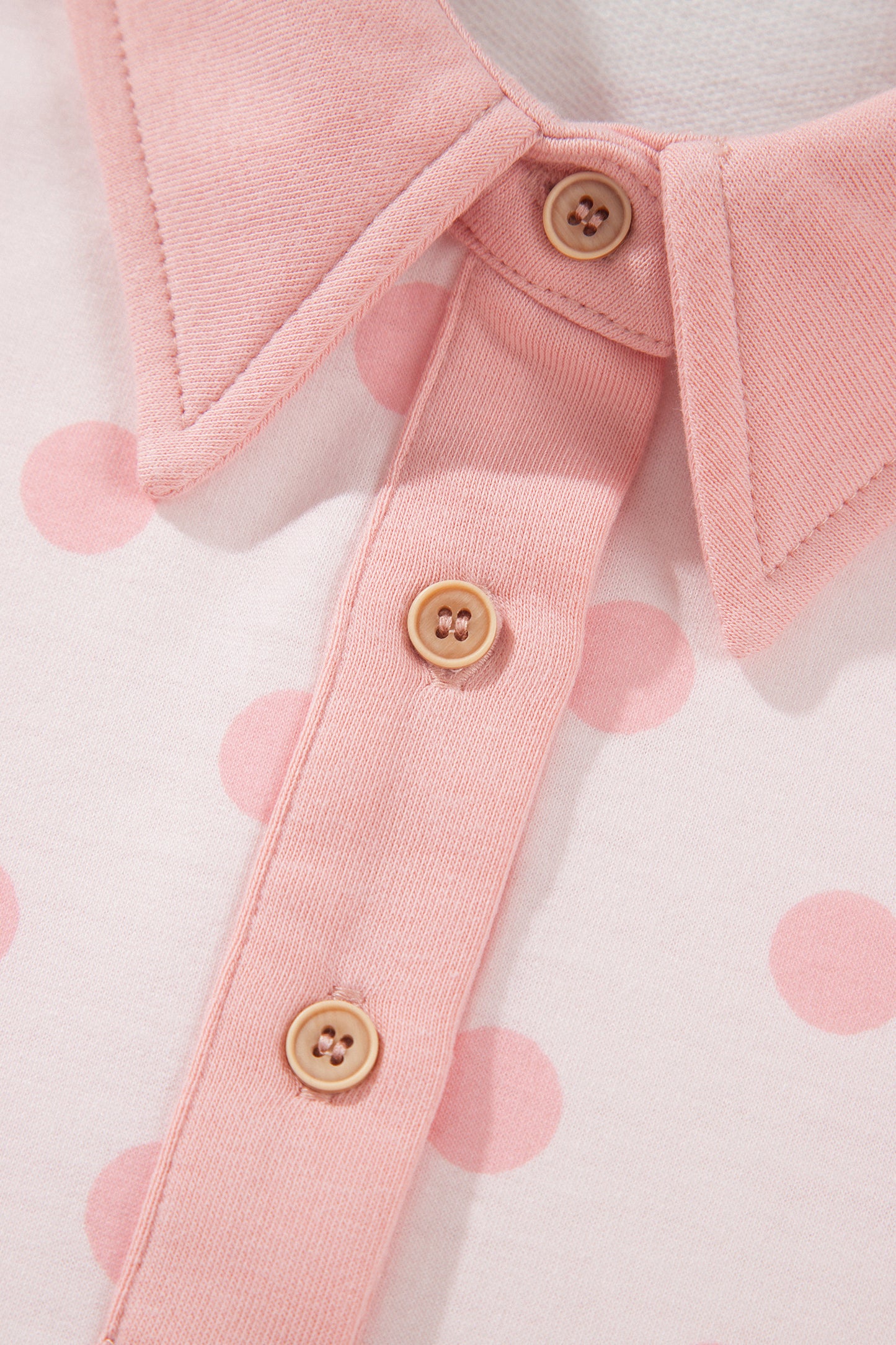 Polka Dot Polo Pullover & Elastic Waist Shorts Set