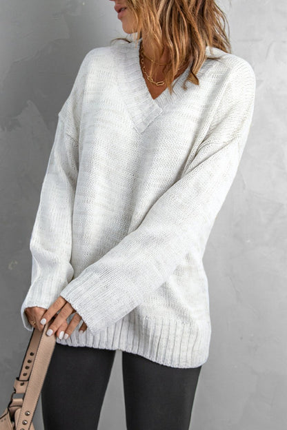 Drop Shoulder V-Neck Sweater