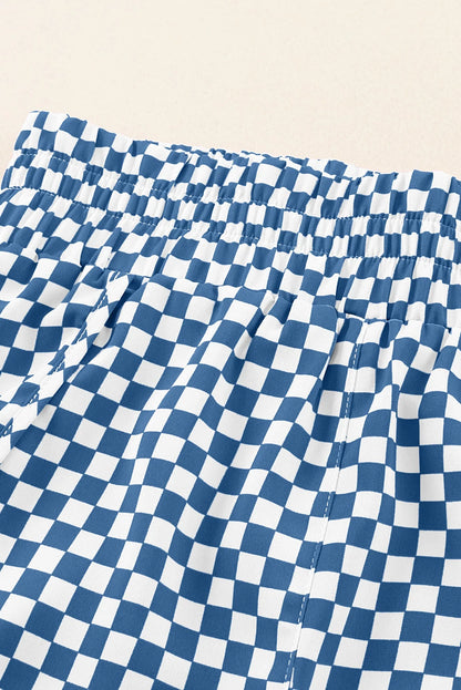 Leopard & Checker High Waist Athletic Shorts