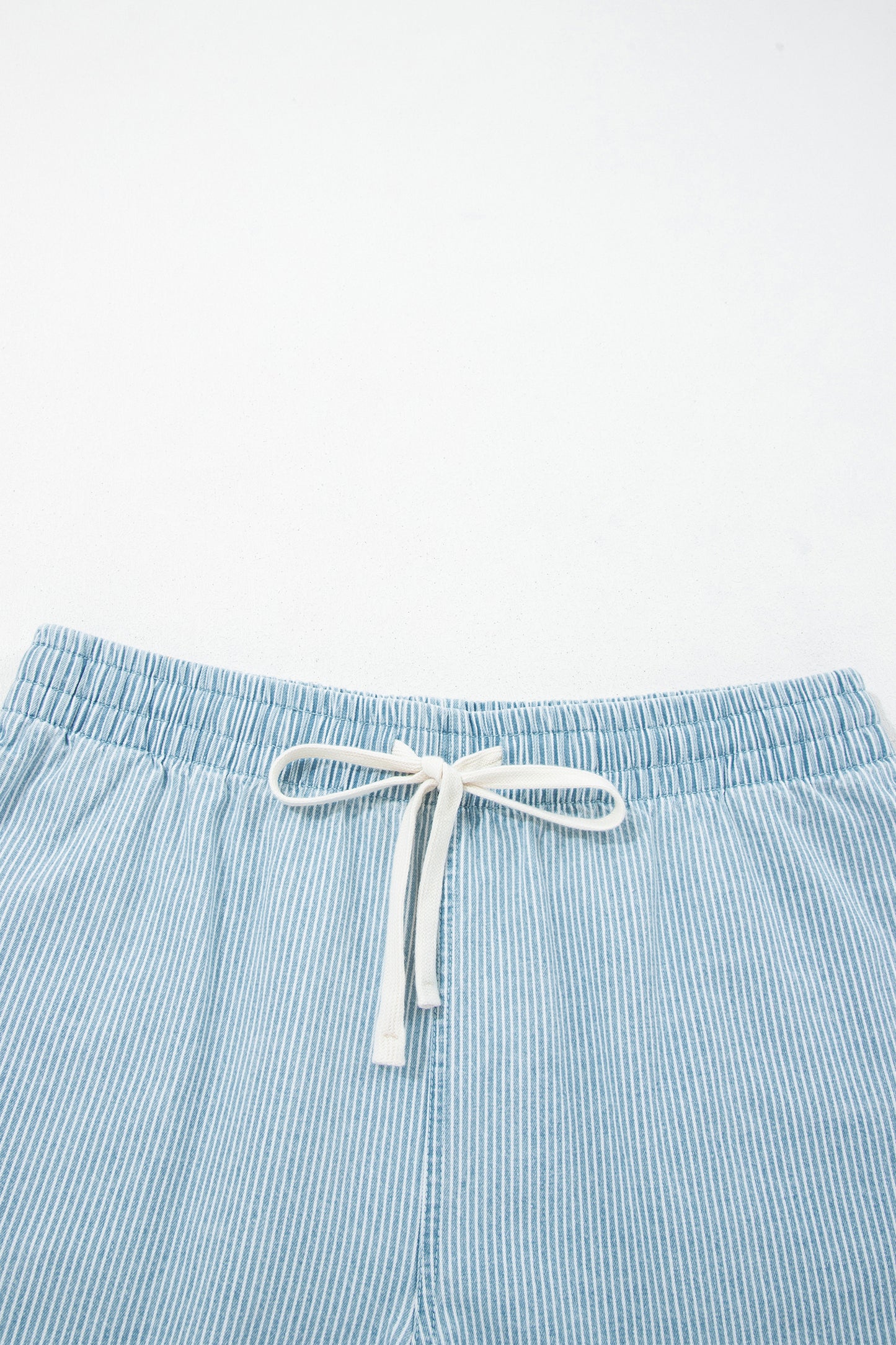 Plus Size Stripe Denim Contrast Drawstring Shorts