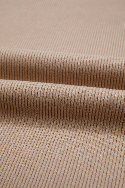 Ribbed Knit Leopard & Lace Drawstring Hoodie