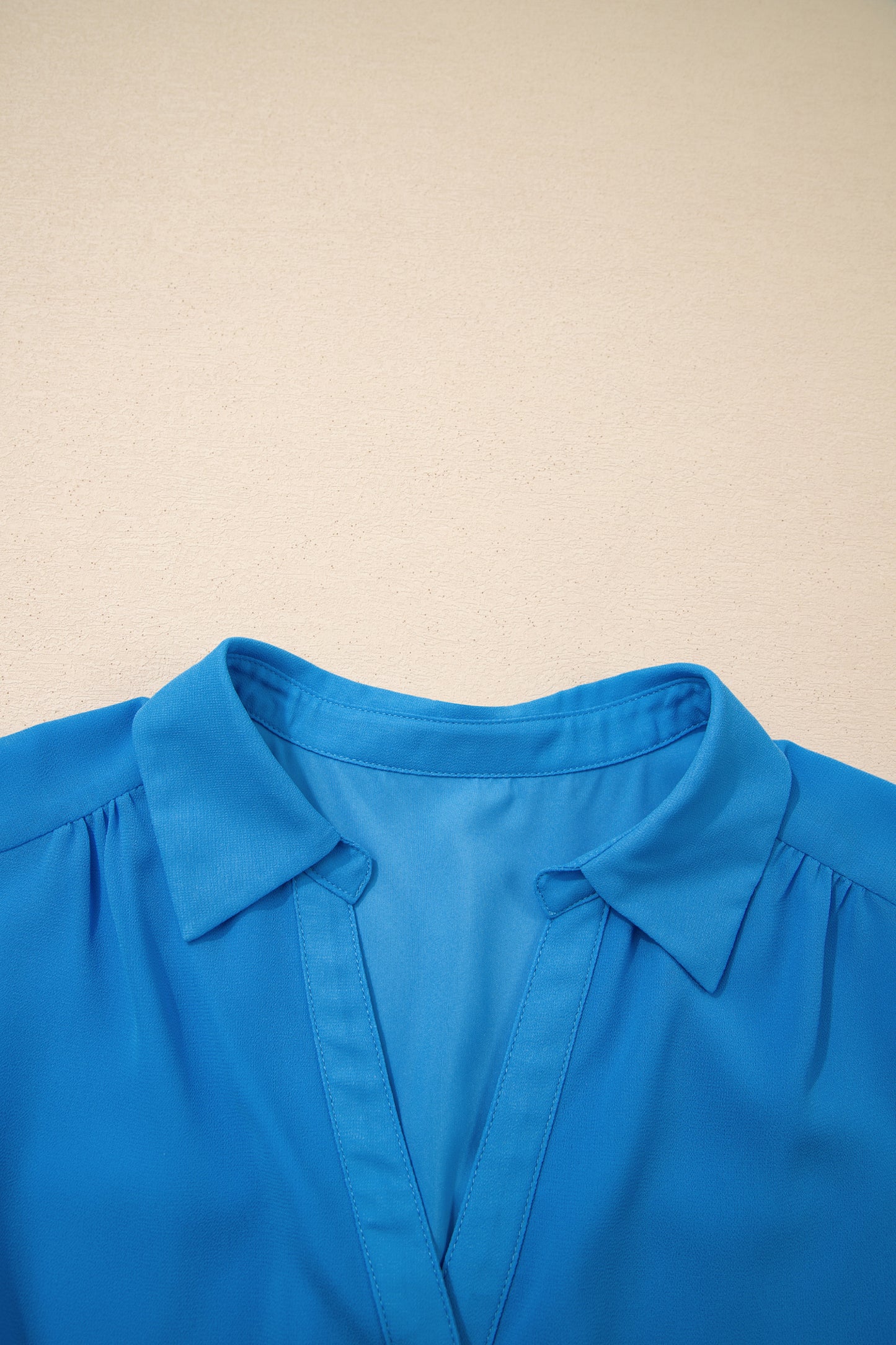 Solid Collared V-Neck Elastic Waist Sleeveless Dress