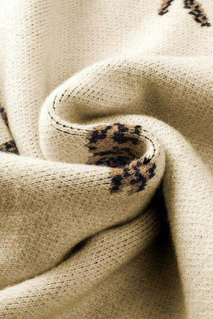 Cheetah Mock Neck Split Hem Sweater