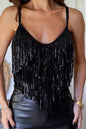 Sequin Tasseled Crop Tank Top