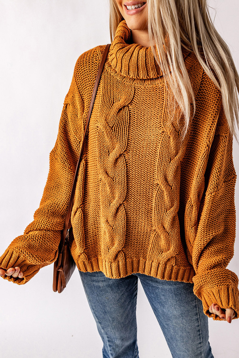 Cable Knit Turtleneck Sweater