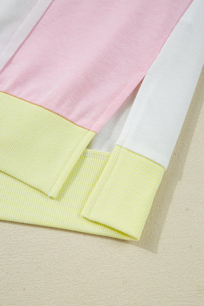 Floral Colorblock Patchwork Chest Pocket Long Sleeve Top