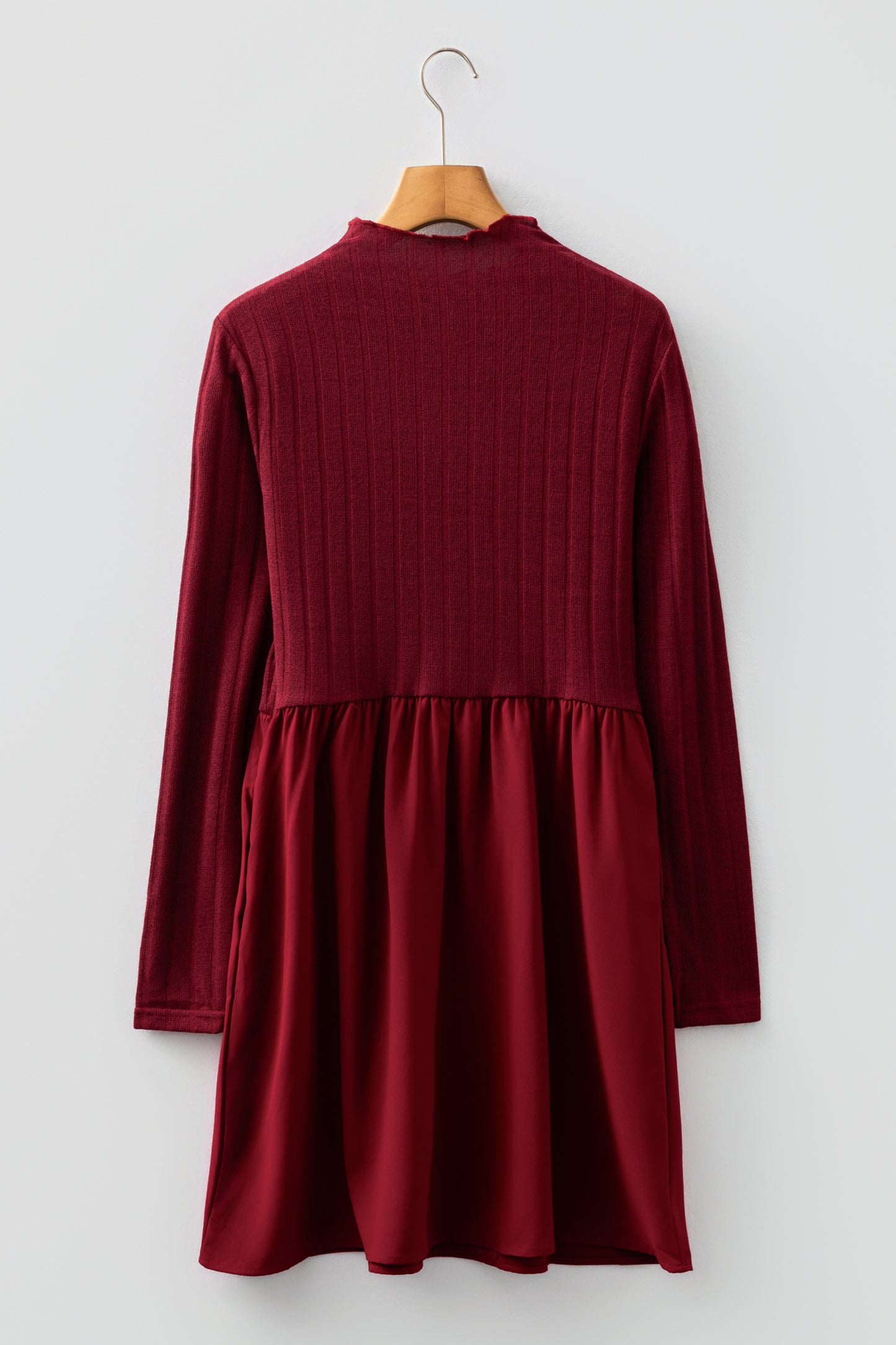 Ribbed Knit Patchwork Long Sleeve Dress