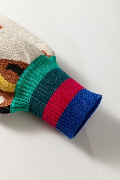 Colorblock Stripe Contrast Ribbed Knit Sweater