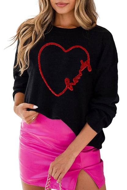 XOXO Heart Round Neck Sweater