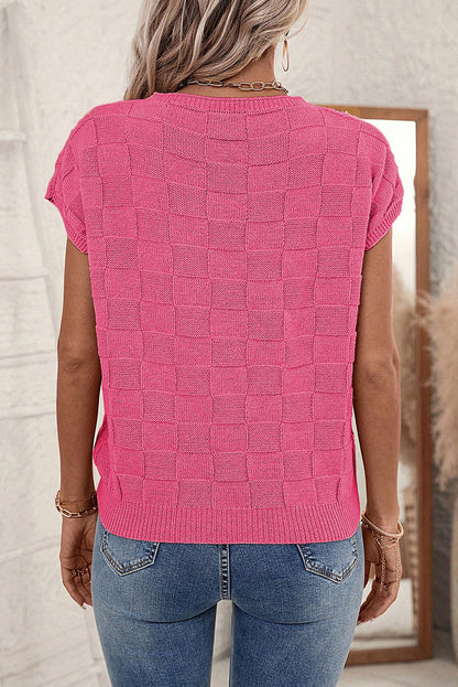 Lattice Short Sleeve Pocketed Sweater